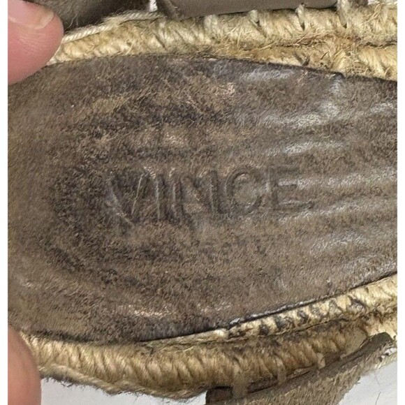 Vince Stefania Sport Suede Taupe Ankle Strap 3" Wedge Espadrille Shoe Size 9 M - Picture 8 of 10